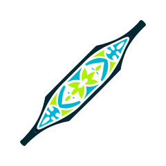 Geometric Thai Silk Weaving Shuttle Illustration Thai Silk Festival Burnt orange weaving shuttle threaded with geometric silk patterns