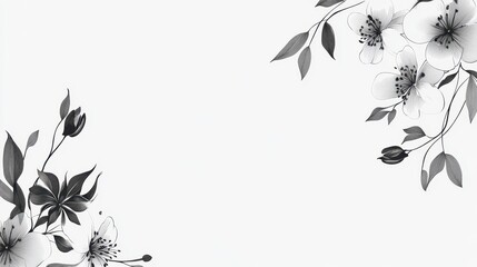 Elegant Floral Design with Black and White Flowers on White Background