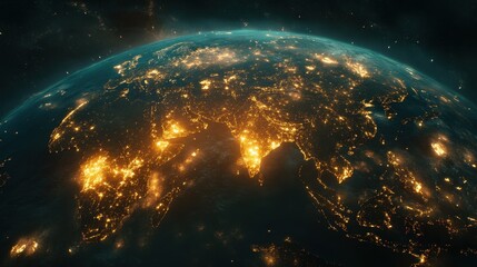 Stunning Night View of Earth with Illuminated Cities and Landmasses