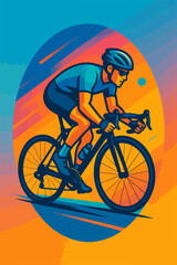 Fototapeta premium Neon Road Cyclist Racing — Fast Bike Sport Poster Vector