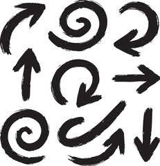 Super set different hand drawn element. collection of arrows, crowns, circles, doodles on white background. graphic