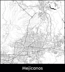 Mejicanos city map, El Salvador - Topographic vector map poster