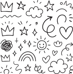 Abstract background with a collection of hand drawn doodles