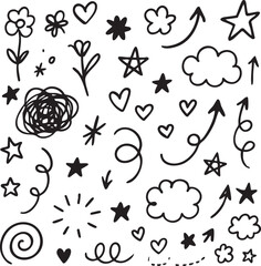 Abstract background with a collection of hand drawn doodles