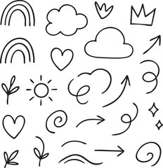Abstract background with a collection of hand drawn doodles