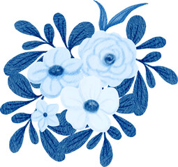 Blue Flower Winter Arrangement Watercolor