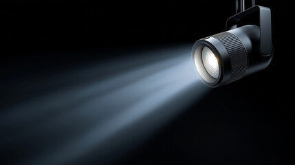 Spotlight illuminating a dark space, showcasing dramatic lighting effects, creating an atmosphere of focus and intensity, ideal for artistic presentations or theatrical performances
