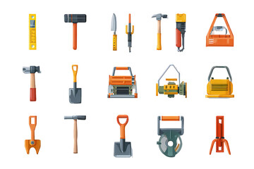 Pixel Art Construction Tools Set