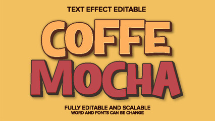 coffe mocha text effect vector editable