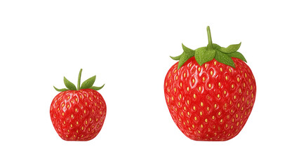Three Ripe Strawberries of Varying Sizes on Black Background