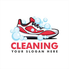 shoes clean care logo design template vector illustration