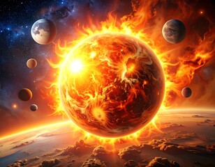 Burning planet, cosmic destruction