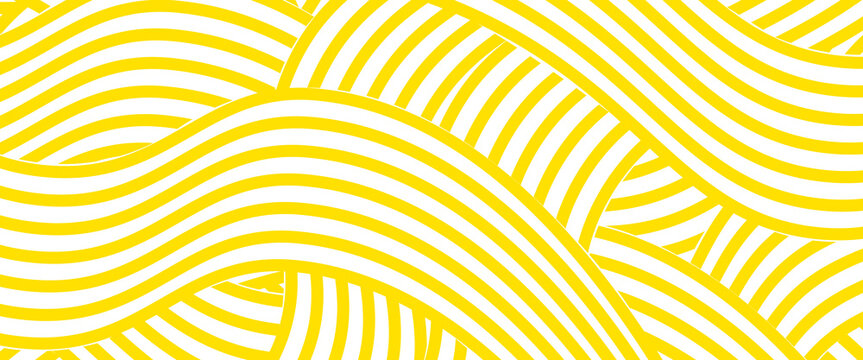 Pasta background, spaghetti abstract geometric pattern. Macaroni yellow poster. Wavy abstract pattern. Pasta vector illustration