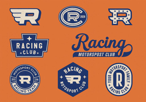 Fototapeta Car club vintage logo badge emblem set