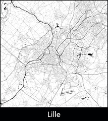 Lille city map, France - Topographic vector map poster