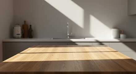 Fototapeta premium Empty kitchen table sunlight