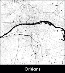 Orleans city map, France - Topographic vector map poster