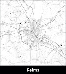 Fototapeta premium Reims city map, France - Topographic vector map poster