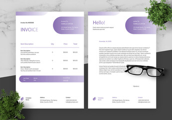 Purple Black Invoice And Letterhead