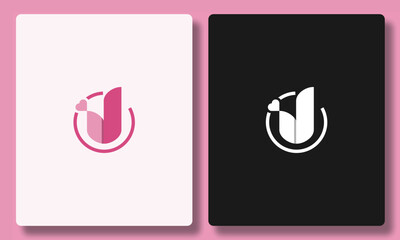 Letter J Heart Logo