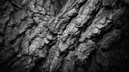 Textured Bark: A macro shot, portraying the intricate texture of tree bark, evokes the strength and resilience of nature through the contrast of shadows and light.