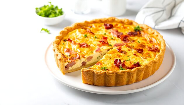 Baked savory pie with slices