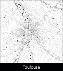 Toulouse city map, France - Topographic vector map poster