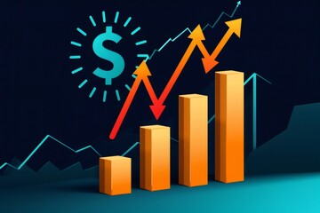 Financial growth chart showing increasing market trends