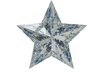 Radiant star shaped diamond gemstone sparkling luxury jewel isolated on transparent background