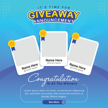 Giveaway winner announcement social media post banner template