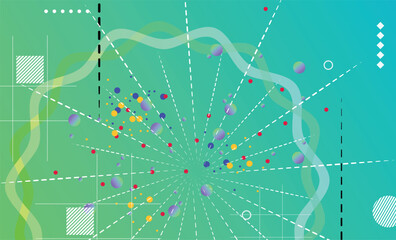 Abstract green gradient background with colorful circles , shapes and dots. Vector illustration for your design. Eps10