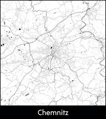 Chemnitz city map, Germany - Topographic vector map poster