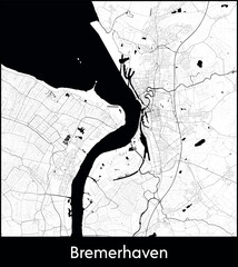 Bremerhaven city map, Germany - Topographic vector map poster