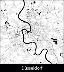 Dusseldorf city map, Germany - Topographic vector map poster