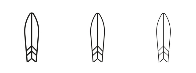 Surf board icon for web. simple element illustration with editable strokes