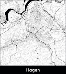 Obraz premium Hagen city map, Germany - Topographic vector map poster
