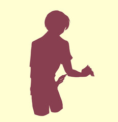 何かを包み込む様子の男性　シルエット