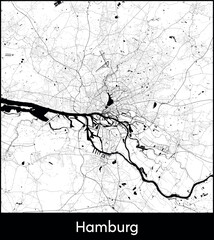 Hamburg city map, Germany - Topographic vector map poster