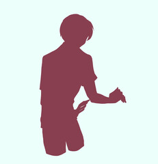 何かを包み込む様子の男性　シルエット