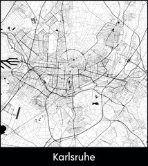 Karlsruhe city map, Germany - Topographic vector map poster