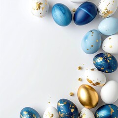 Pastel-colored Easter eggs in a frame design on a white background