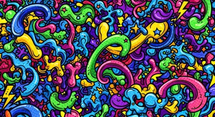 Vibrant Colorful Abstract Curvy Shapes Pattern Background