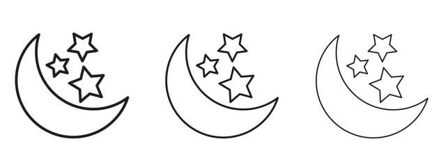 Moon stars icon for web. simple element illustration with editable strokes