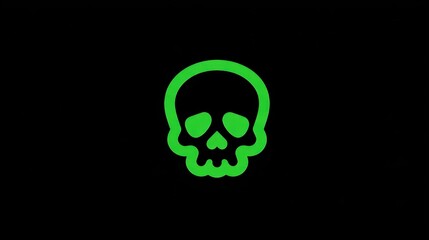 Neon Green Skull Icon on Black Background for Creative Projects