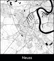 Neuss city map, Germany - Topographic vector map poster