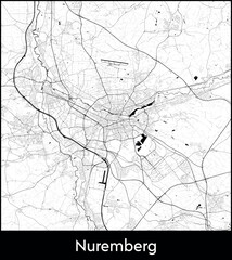 Nuremberg city map, Germany - Topographic vector map poster