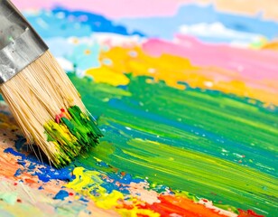 Colorful paint strokes with brush