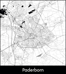 Obraz premium Paderborn city map, Germany - Topographic vector map poster