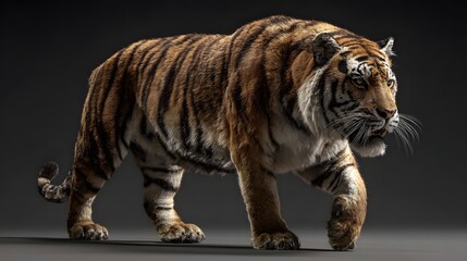 Fototapeta premium Majestic tiger with fierce gaze and detailed fur texture