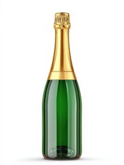 Green champagne bottle sparkling wine celebration luxury drink beverage alcohol party festive toast elegant premium quality product
